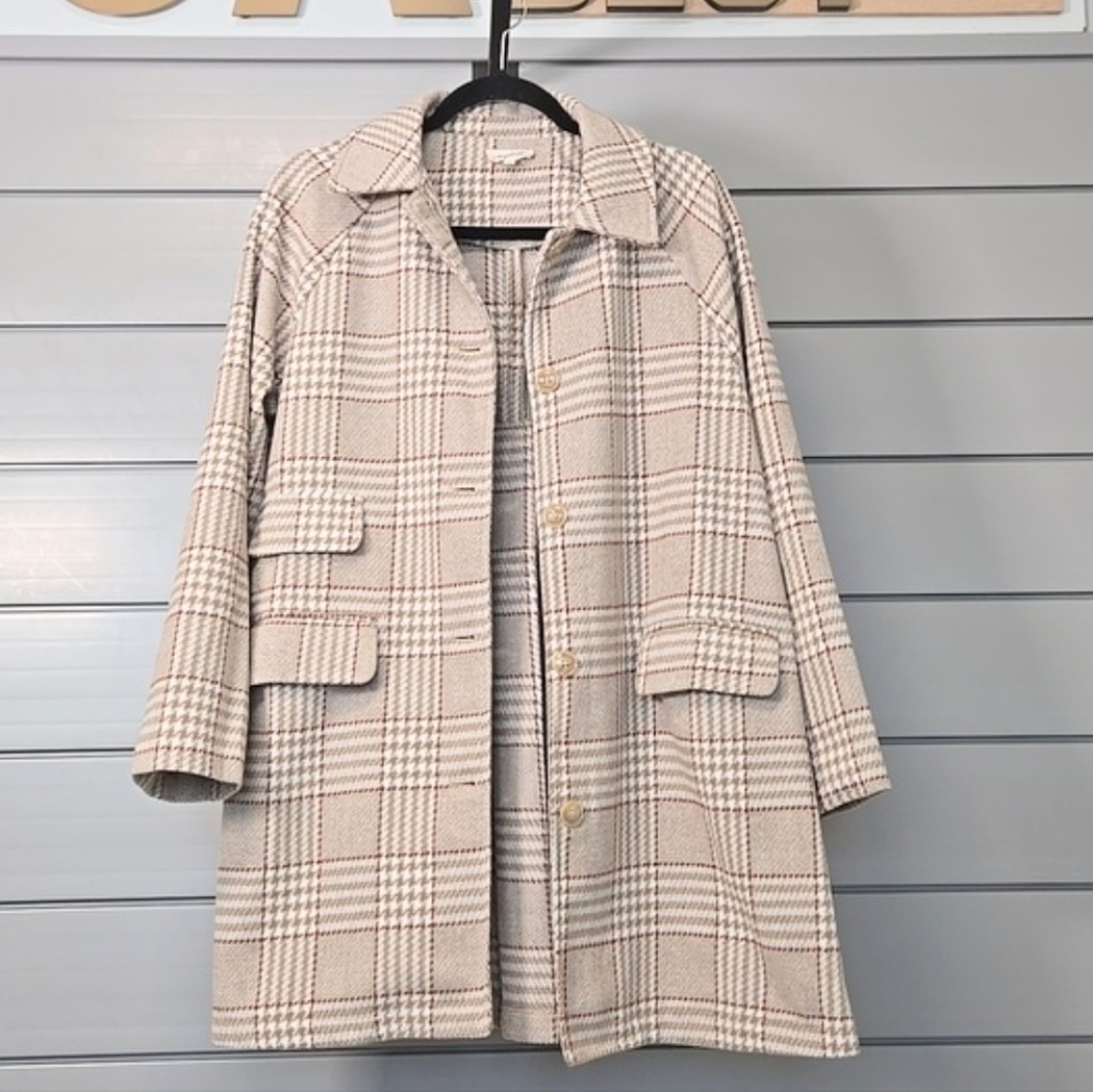 Mystree Beige Plaid Coat